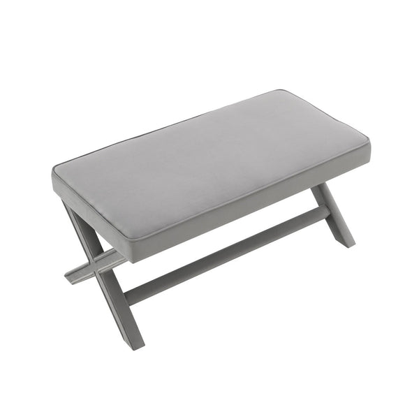 English Elm Comfort Velvet Upholstered Bench with X-frame Base Mid-century Bedroom Accent Seat W2671P441833