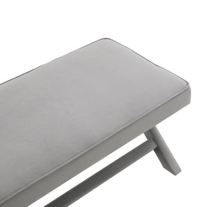 English Elm Comfort Velvet Upholstered Bench with X-frame Base Mid-century Bedroom Accent Seat W2671P441833