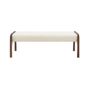 English Elm 50.25 Inch Chenille Upholstered Dining Bench Padded Seat Solid Wood Legs Bedroom Entryway Beige W2671P458744