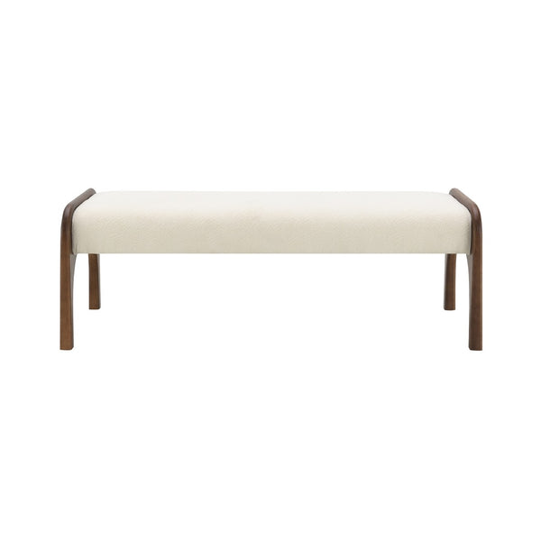 English Elm 50.25 Inch Chenille Upholstered Dining Bench Padded Seat Solid Wood Legs Bedroom Entryway Beige W2671P458744