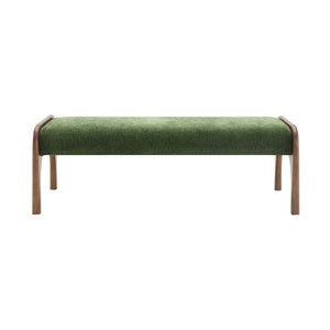 English Elm 50.25 Inch Chenille Upholstered Dining Bench Padded Seat Solid Wood Legs Bedroom Entryway Green W2671P458751