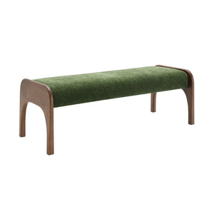 English Elm 50.25 Inch Chenille Upholstered Dining Bench Padded Seat Solid Wood Legs Bedroom Entryway Green W2671P458751