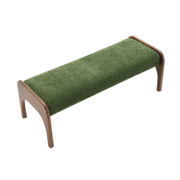 English Elm 50.25 Inch Chenille Upholstered Dining Bench Padded Seat Solid Wood Legs Bedroom Entryway Green W2671P458751