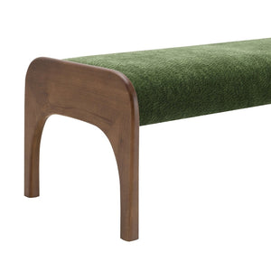 English Elm 50.25 Inch Chenille Upholstered Dining Bench Padded Seat Solid Wood Legs Bedroom Entryway Green W2671P458751