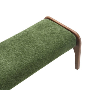 English Elm 50.25 Inch Chenille Upholstered Dining Bench Padded Seat Solid Wood Legs Bedroom Entryway Green W2671P458751