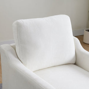 English Elm Swivel Accent Chair Plush Chenille Upholstery with USB Charging and Under Seat Storage White W2671P537938