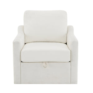 English Elm Swivel Accent Chair Plush Chenille Upholstery with USB Charging and Under Seat Storage White W2671P537938