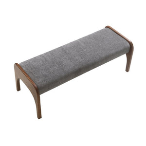 English Elm 50.25 Inch Grey Chenille Upholstered Bench with Tapered Wood Legs for Dining Bedroom W2671P539713