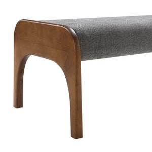 English Elm 50.25 Inch Grey Chenille Upholstered Bench with Tapered Wood Legs for Dining Bedroom W2671P539713