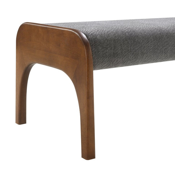 English Elm 50.25 Inch Grey Chenille Upholstered Bench with Tapered Wood Legs for Dining Bedroom W2671P539713