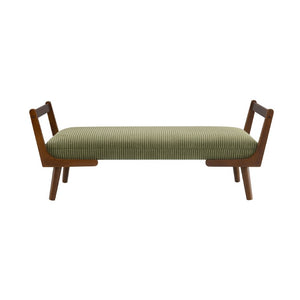 English Elm Video Channel Tufted Corduroy Bench Walnut Legs Mid Century Modern Entryway Accent W2671P539714