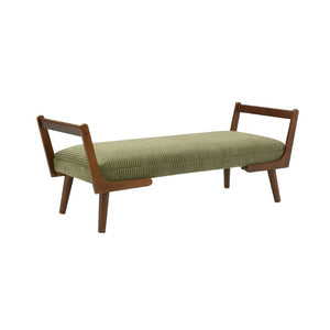 English Elm Video Channel Tufted Corduroy Bench Walnut Legs Mid Century Modern Entryway Accent W2671P539714