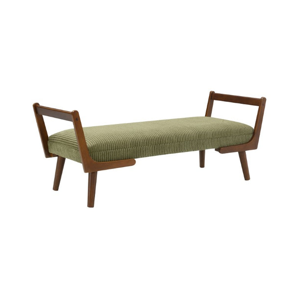 English Elm Video Channel Tufted Corduroy Bench Walnut Legs Mid Century Modern Entryway Accent W2671P539714