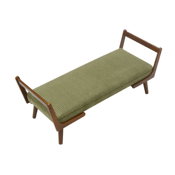 English Elm Video Channel Tufted Corduroy Bench Walnut Legs Mid Century Modern Entryway Accent W2671P539714