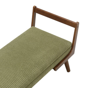 English Elm Video Channel Tufted Corduroy Bench Walnut Legs Mid Century Modern Entryway Accent W2671P539714