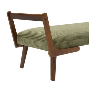 English Elm Video Channel Tufted Corduroy Bench Walnut Legs Mid Century Modern Entryway Accent W2671P539714