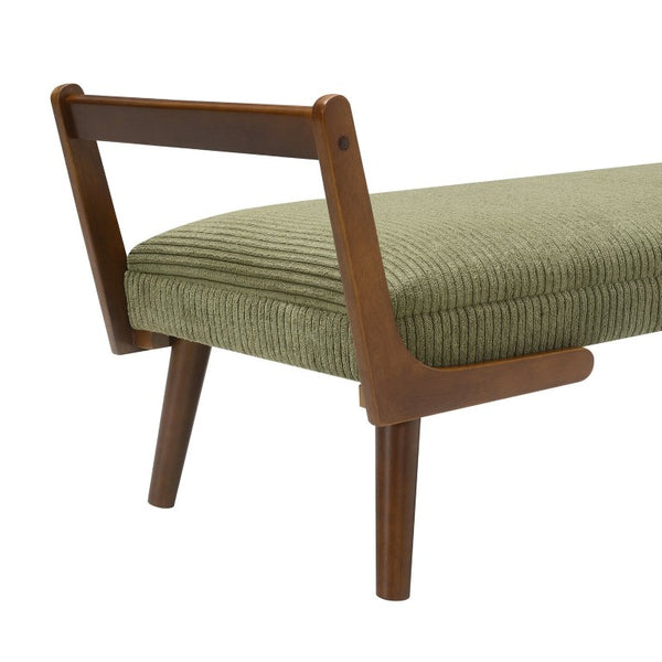 English Elm Video Channel Tufted Corduroy Bench Walnut Legs Mid Century Modern Entryway Accent W2671P539714
