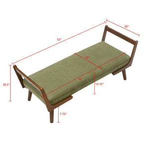 English Elm Video Channel Tufted Corduroy Bench Walnut Legs Mid Century Modern Entryway Accent W2671P539714