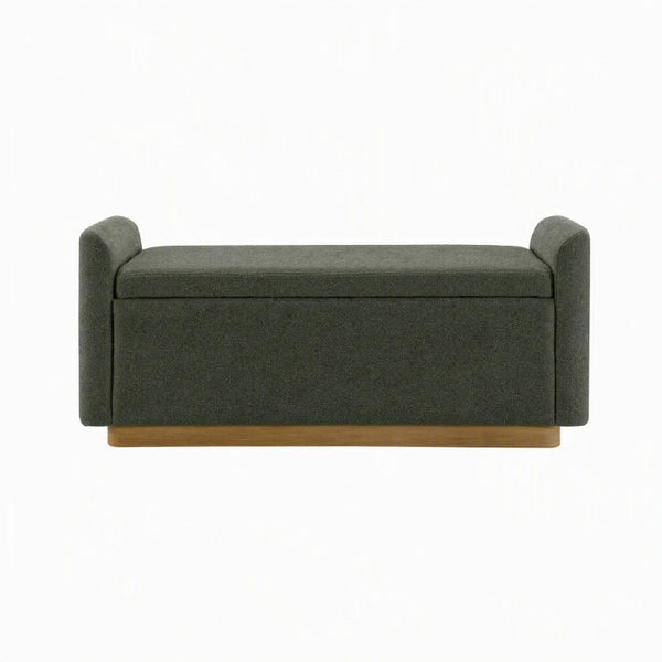 English Elm Video Upholstered Storage Bench Chenille Seat Gold Base Entryway Bedroom Ottoman W2671P549243