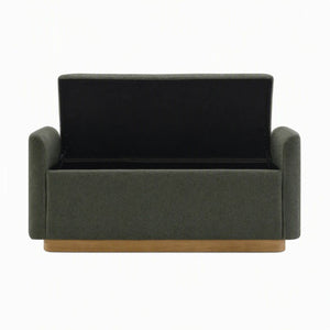English Elm Video Upholstered Storage Bench Chenille Seat Gold Base Entryway Bedroom Ottoman W2671P549243