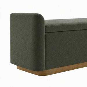 English Elm Video Upholstered Storage Bench Chenille Seat Gold Base Entryway Bedroom Ottoman W2671P549243