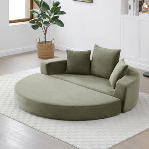 English Elm Convertible Corduroy Floor Sofa Foldable Foam Lounge Bed for Apartment Guest Room Green W2677P514026