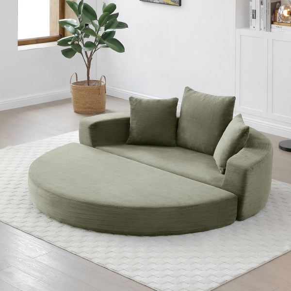 English Elm Convertible Corduroy Floor Sofa Foldable Foam Lounge Bed for Apartment Guest Room Green W2677P514026