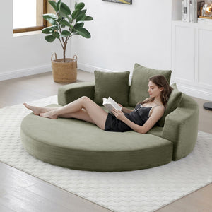 English Elm Convertible Corduroy Floor Sofa Foldable Foam Lounge Bed for Apartment Guest Room Green W2677P514026