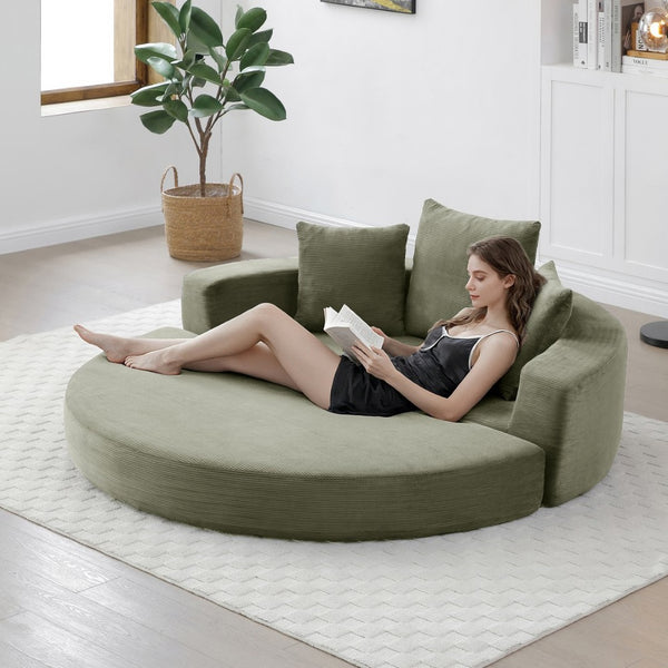 English Elm Convertible Corduroy Floor Sofa Foldable Foam Lounge Bed for Apartment Guest Room Green W2677P514026