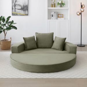 English Elm Convertible Corduroy Floor Sofa Foldable Foam Lounge Bed for Apartment Guest Room Green W2677P514026