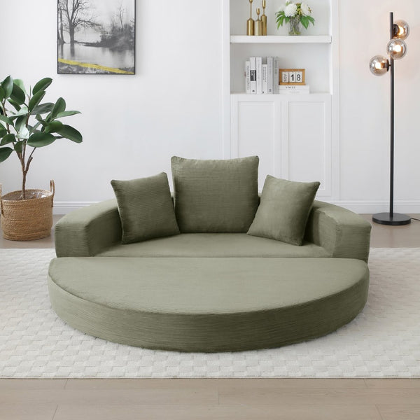 English Elm Convertible Corduroy Floor Sofa Foldable Foam Lounge Bed for Apartment Guest Room Green W2677P514026