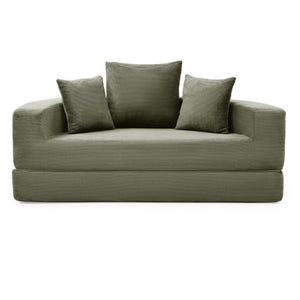 English Elm Convertible Corduroy Floor Sofa Foldable Foam Lounge Bed for Apartment Guest Room Green W2677P514026