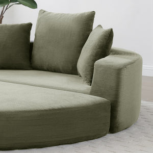 English Elm Convertible Corduroy Floor Sofa Foldable Foam Lounge Bed for Apartment Guest Room Green W2677P514026