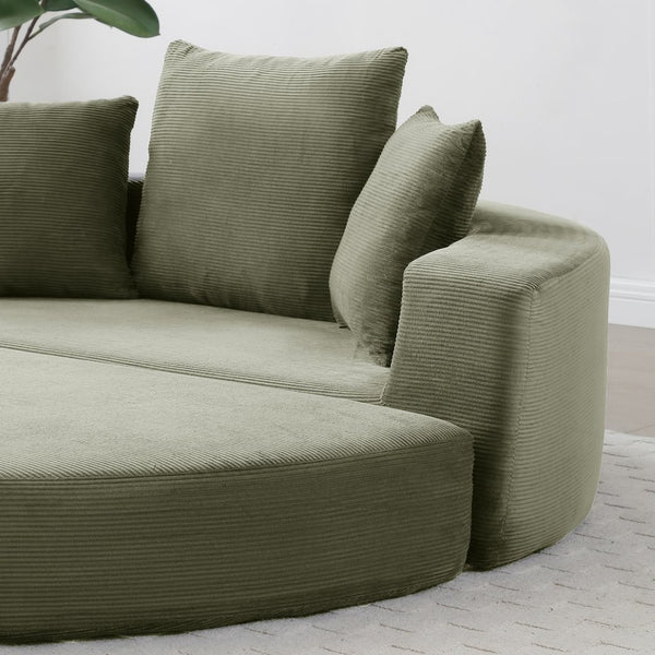 English Elm Convertible Corduroy Floor Sofa Foldable Foam Lounge Bed for Apartment Guest Room Green W2677P514026