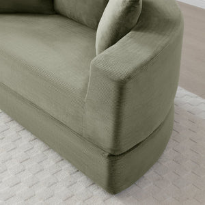 English Elm Convertible Corduroy Floor Sofa Foldable Foam Lounge Bed for Apartment Guest Room Green W2677P514026