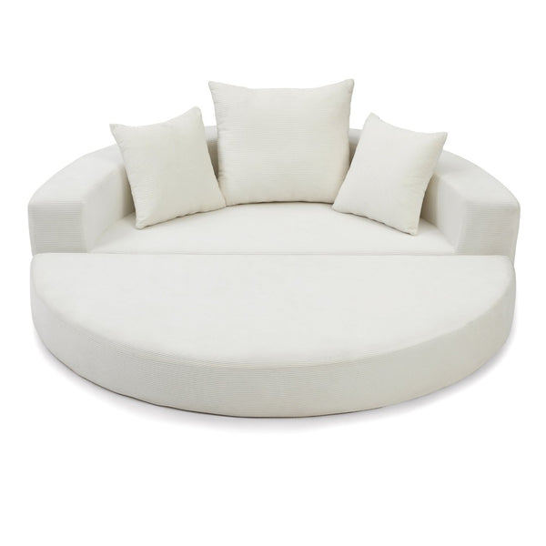 English Elm Convertible Corduroy Floor Sofa Foldable Foam Lounge Bed for Apartment Guest Room Beige W2677P514029