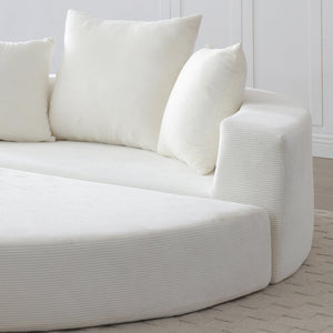 English Elm Convertible Corduroy Floor Sofa Foldable Foam Lounge Bed for Apartment Guest Room Beige W2677P514029