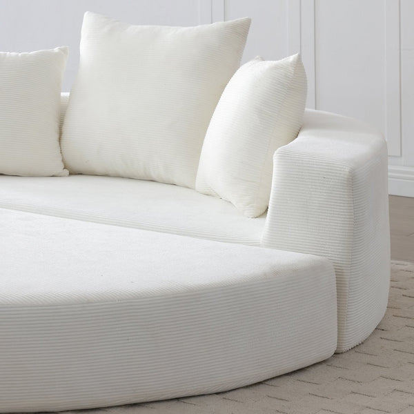 English Elm Convertible Corduroy Floor Sofa Foldable Foam Lounge Bed for Apartment Guest Room Beige W2677P514029