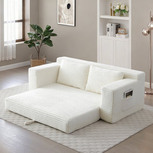 English Elm Memory Foam Corduroy Loveseat Folds Flat for Sleeping Frameless Floor Couch Beige W2677P518897