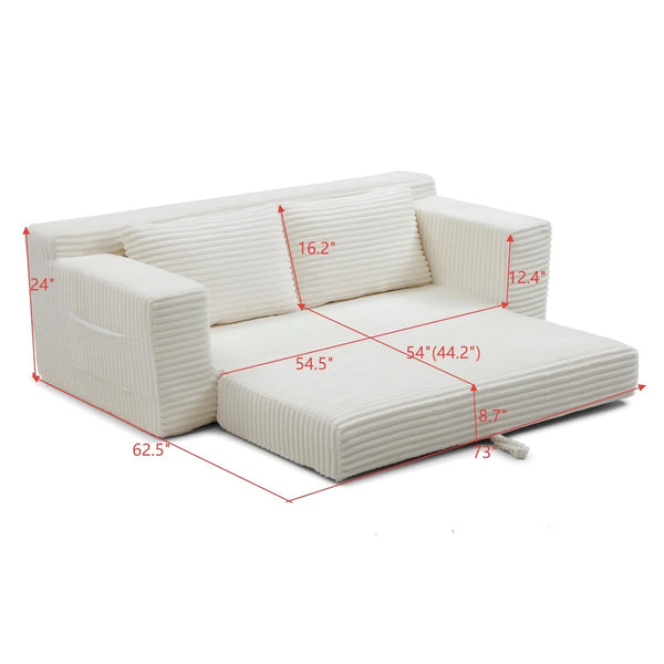 English Elm Memory Foam Corduroy Loveseat Folds Flat for Sleeping Frameless Floor Couch Beige W2677P518897