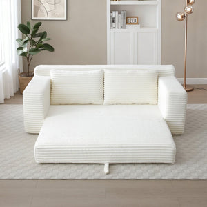 English Elm Memory Foam Corduroy Loveseat Folds Flat for Sleeping Frameless Floor Couch Beige W2677P518897