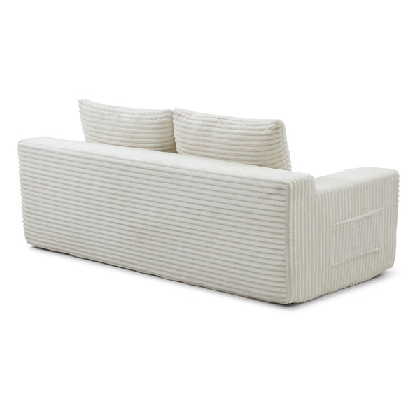 English Elm Memory Foam Corduroy Loveseat Folds Flat for Sleeping Frameless Floor Couch Beige W2677P518897