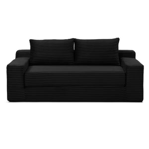 English Elm Memory Foam Corduroy Loveseat Folds Flat for Sleeping Frameless Floor Couch Black W2677P518904