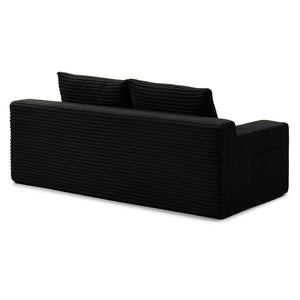 English Elm Memory Foam Corduroy Loveseat Folds Flat for Sleeping Frameless Floor Couch Black W2677P518904