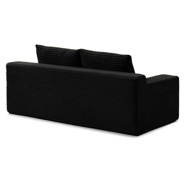English Elm Memory Foam Corduroy Loveseat Folds Flat for Sleeping Frameless Floor Couch Black W2677P518904