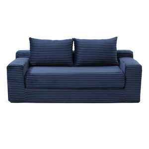 English Elm Memory Foam Corduroy Loveseat Folds Flat for Sleeping Frameless Floor Couch Blue W2677P518907