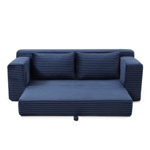 English Elm Memory Foam Corduroy Loveseat Folds Flat for Sleeping Frameless Floor Couch Blue W2677P518907