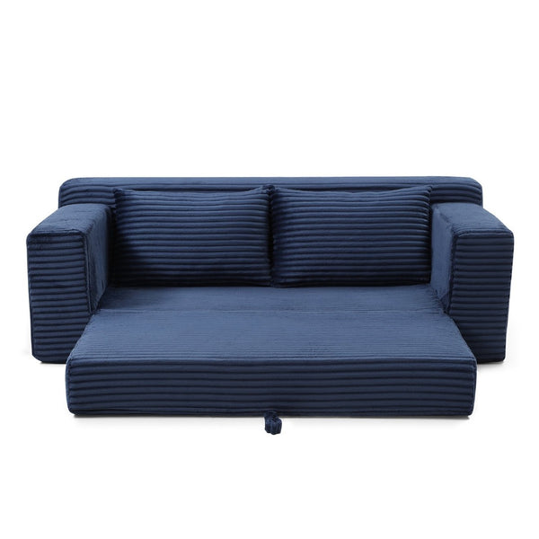 English Elm Memory Foam Corduroy Loveseat Folds Flat for Sleeping Frameless Floor Couch Blue W2677P518907