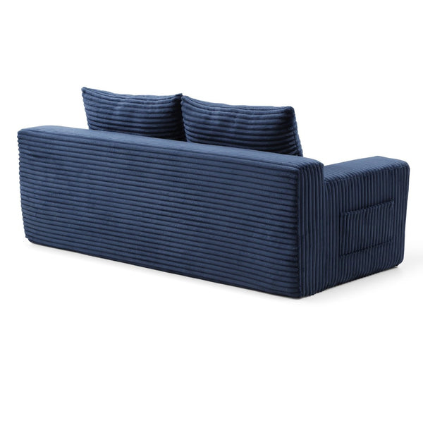English Elm Memory Foam Corduroy Loveseat Folds Flat for Sleeping Frameless Floor Couch Blue W2677P518907