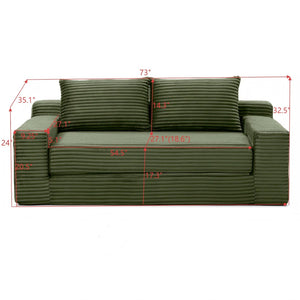 English Elm Memory Foam Corduroy Loveseat Folds Flat for Sleeping Frameless Floor Couch Green W2677P518910